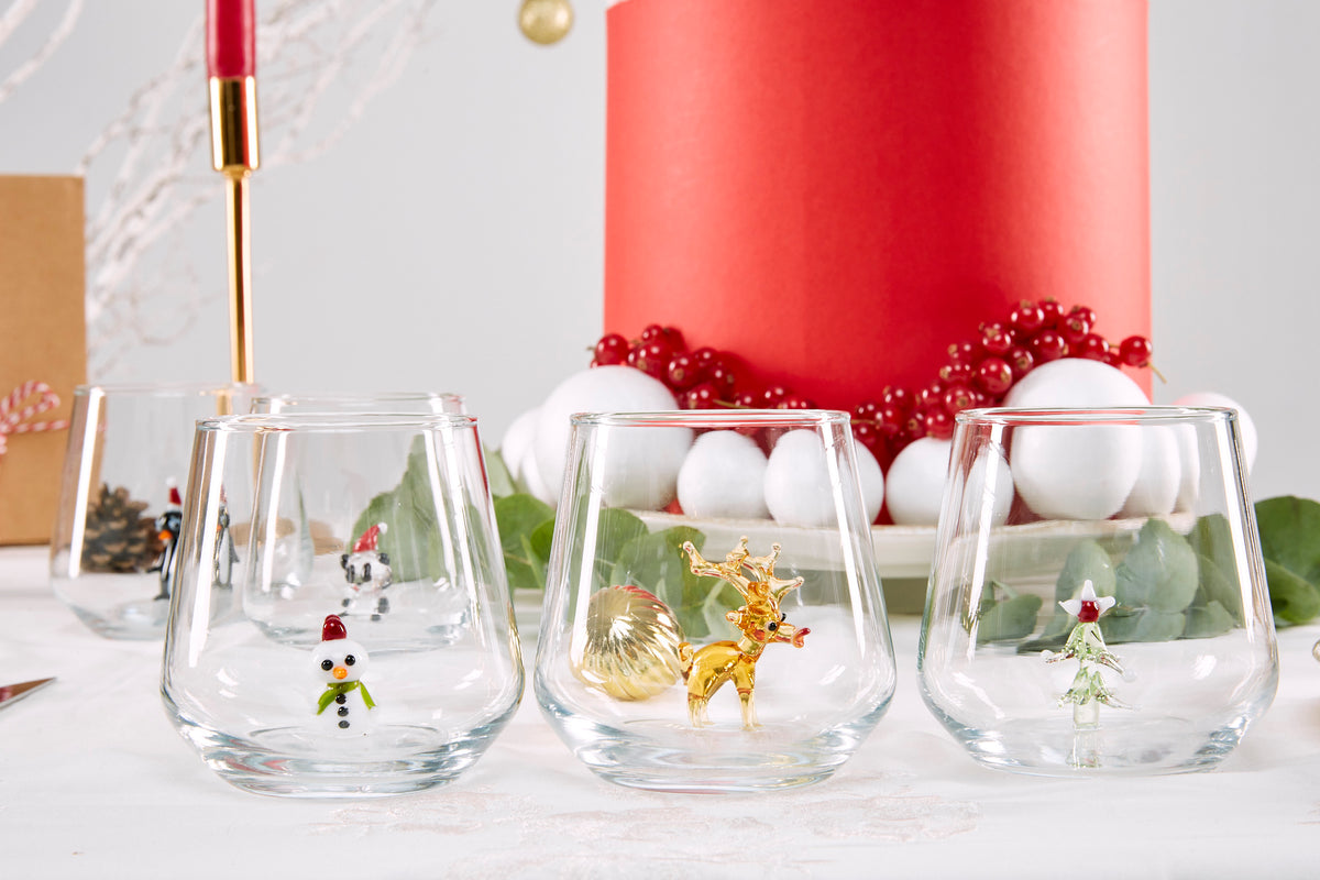NAMAI - Ensemble De 6 Verres De Noël Colorés 27 Cl - Verres à Eau Festifs Fabriqués En Italie - Parfait Pour Vos Tables De Fêtes